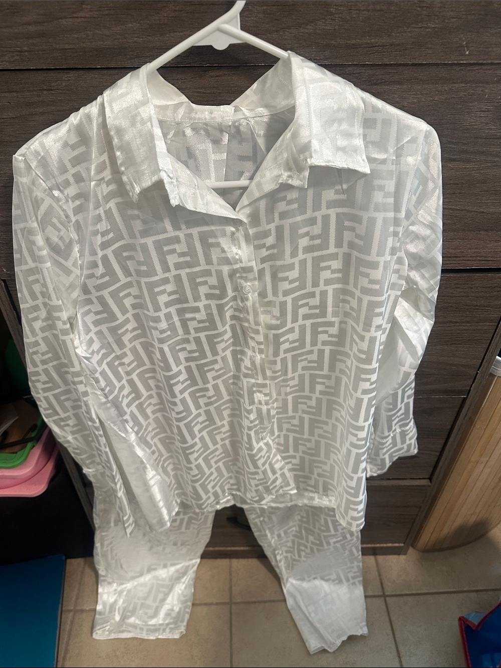 White Geometric Sheer set size S